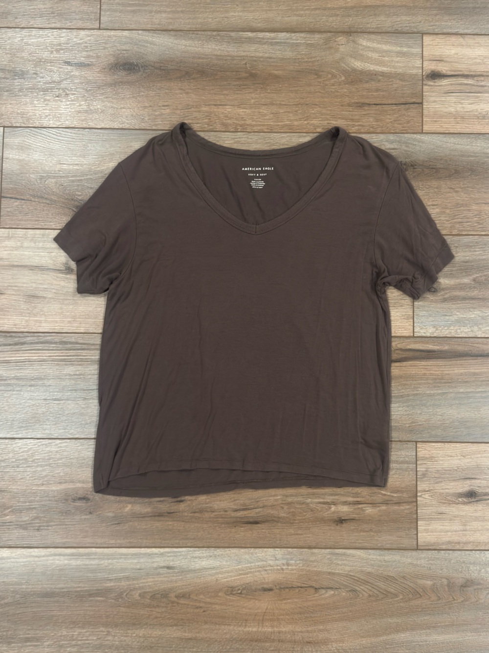 AMERICAN EAGLE Casual Flowy Boho Brown Soft & Sexy V-neck T-shirt | Size Small